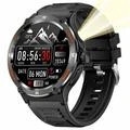 Montre intelligente étanche pour l'extérieur KT76 avec boussole, lampe de poche - 1.53"